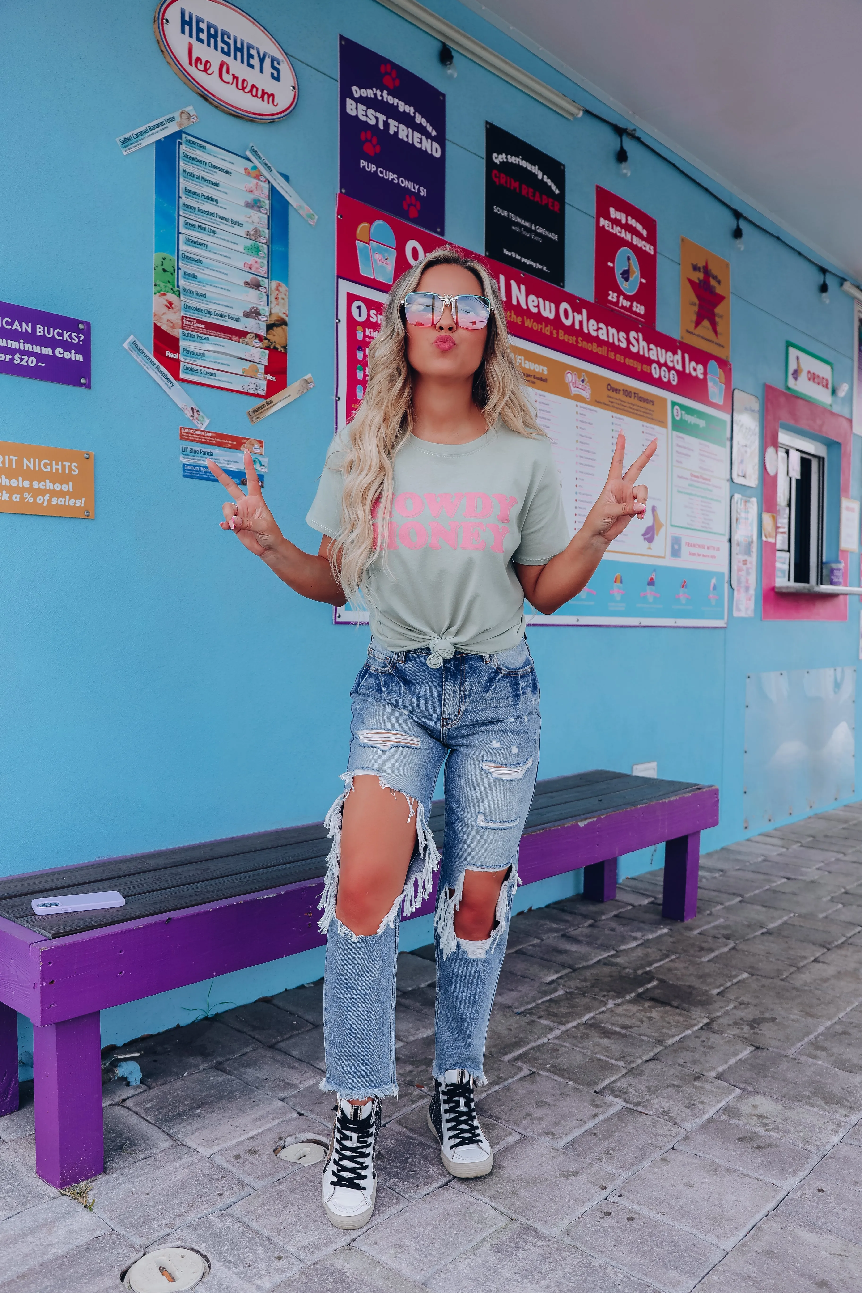 Howdy Honey Graphic Tee - Sage