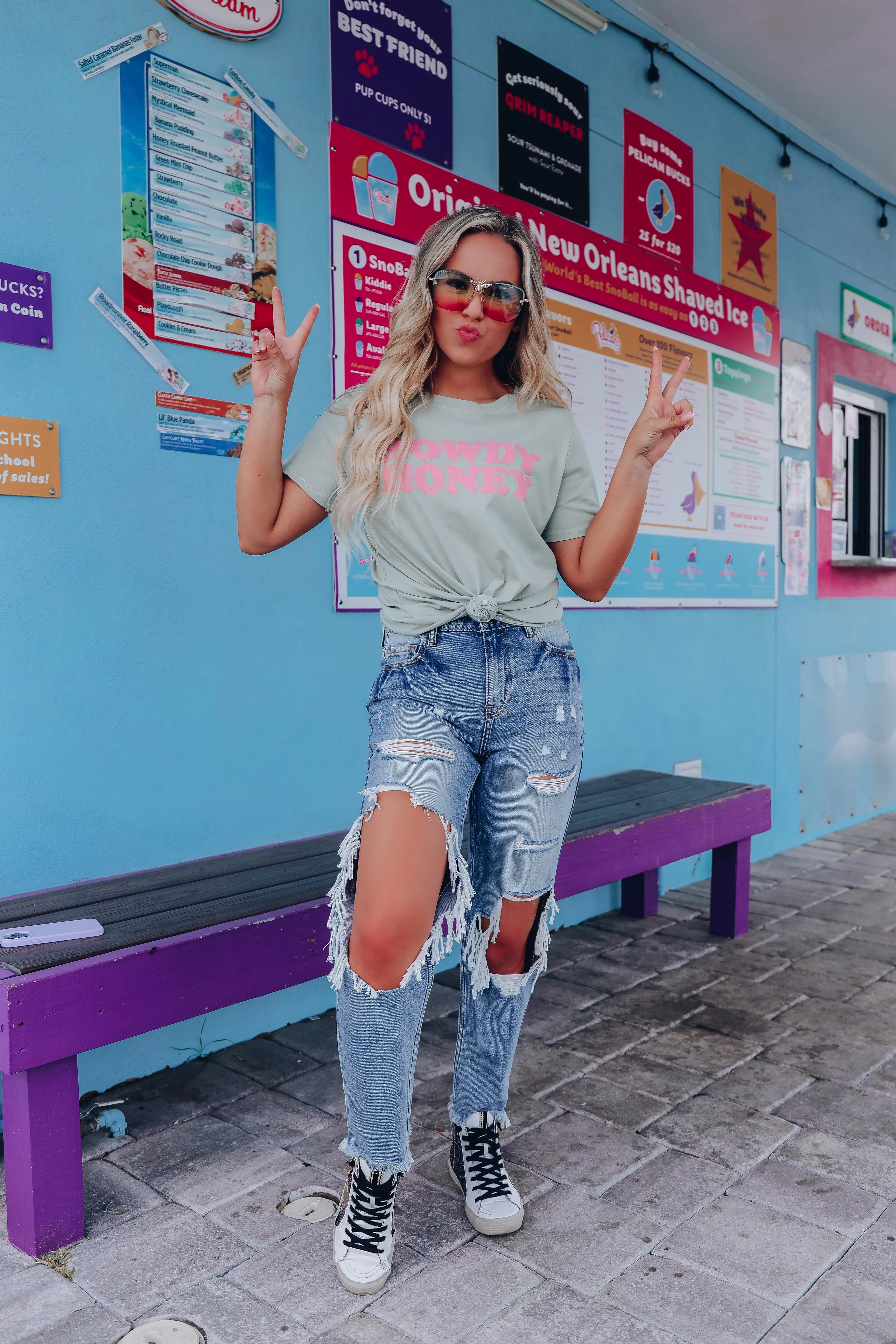 Howdy Honey Graphic Tee - Sage