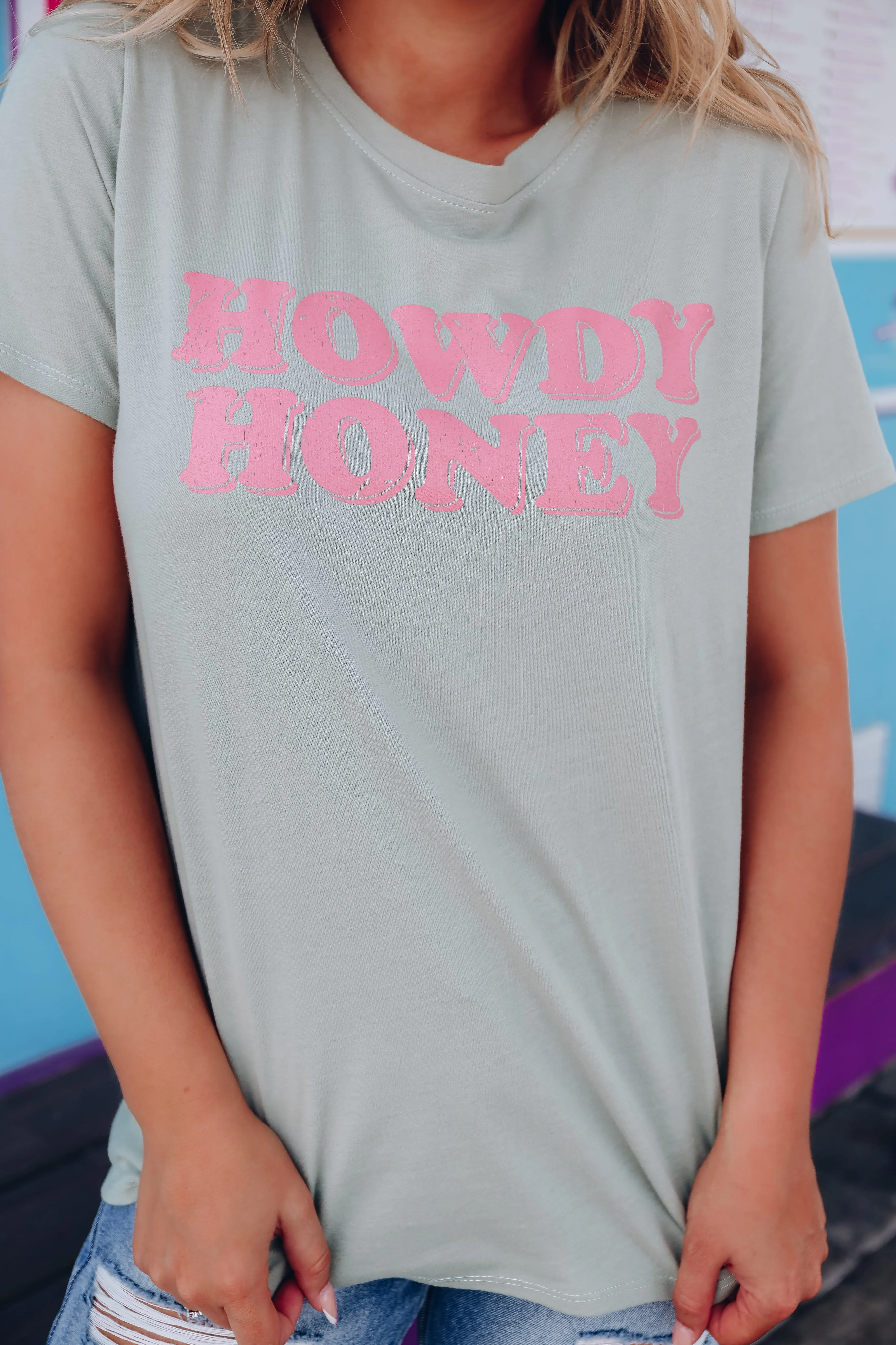 Howdy Honey Graphic Tee - Sage