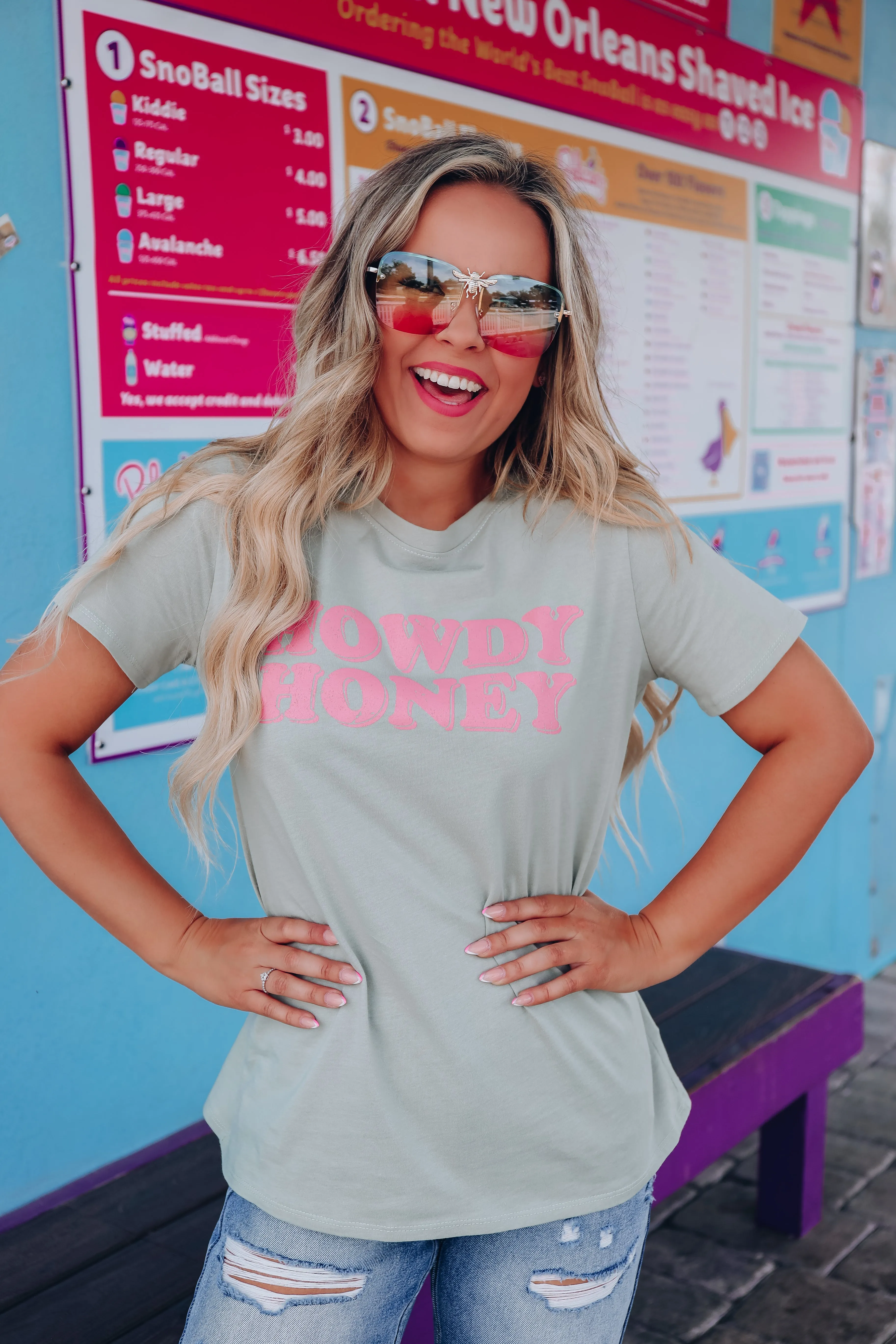 Howdy Honey Graphic Tee - Sage