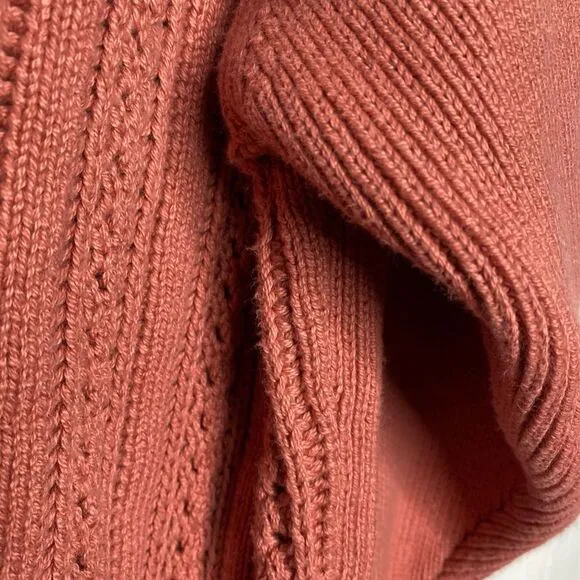 J. Crew Point Sur Boxy Pointelle Cable Knit Pullover Sweater Drop Shoulder Mauve