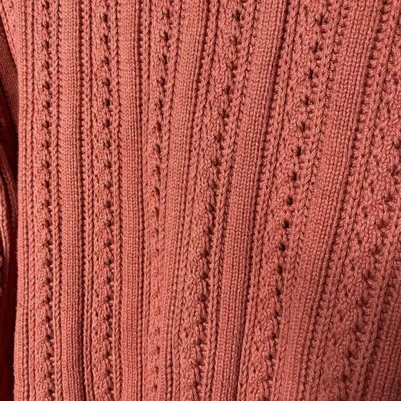 J. Crew Point Sur Boxy Pointelle Cable Knit Pullover Sweater Drop Shoulder Mauve