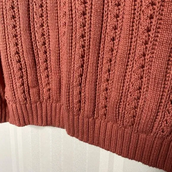 J. Crew Point Sur Boxy Pointelle Cable Knit Pullover Sweater Drop Shoulder Mauve