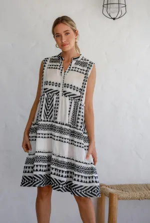 JOOP & GYPSY MEDITERRANEAN SLEEVELESS DRESS BLACK/WHITE