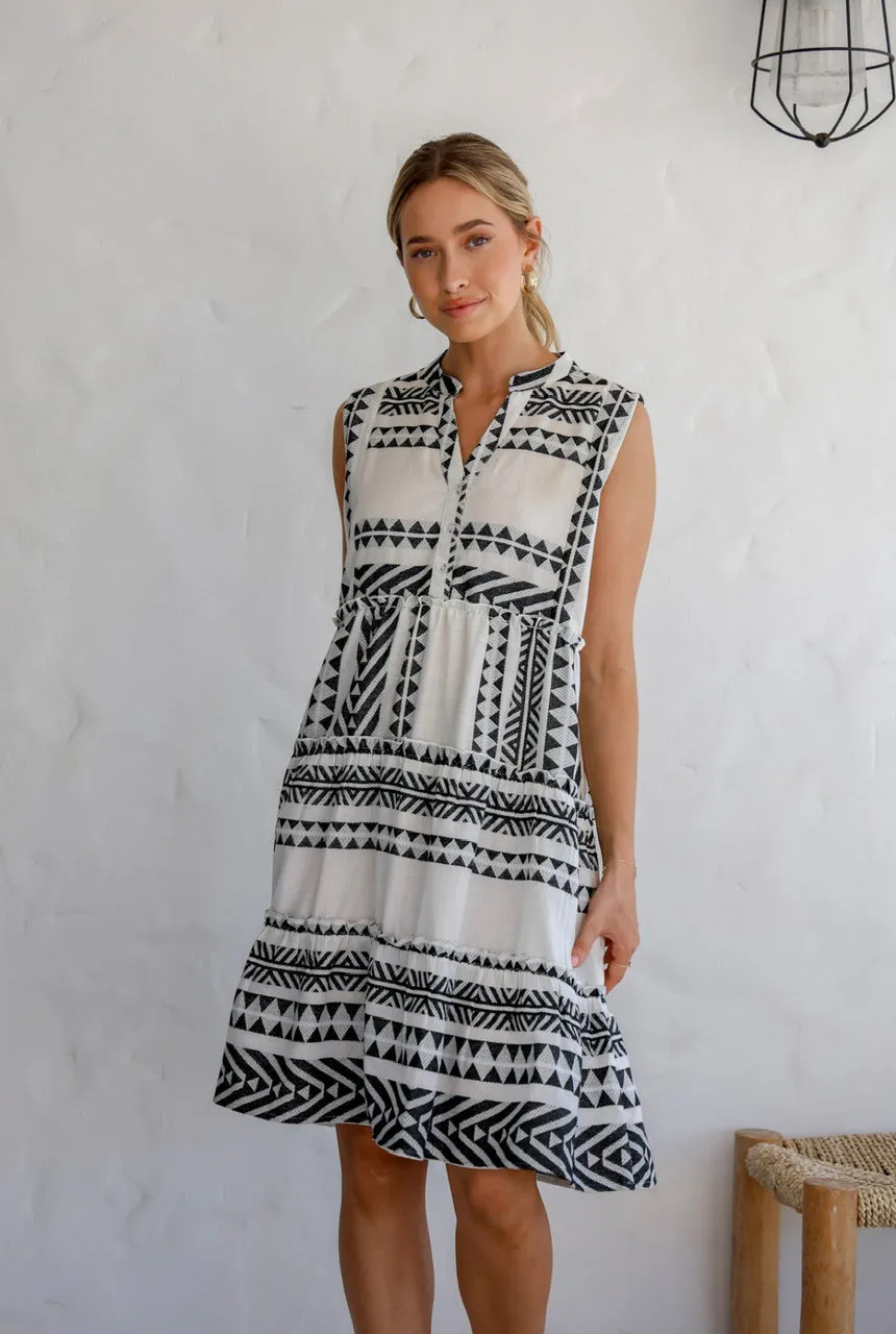 JOOP & GYPSY MEDITERRANEAN SLEEVELESS DRESS BLACK/WHITE