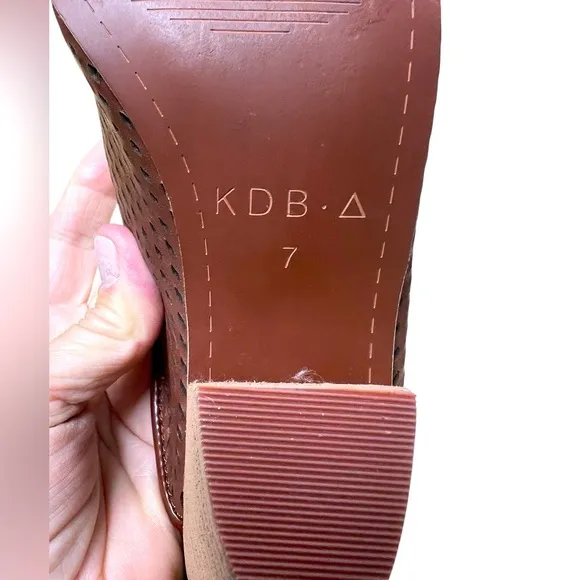 Kelsi Dagger Brooklyn Mule deep brown leather pinhole with heel size7 NWOB