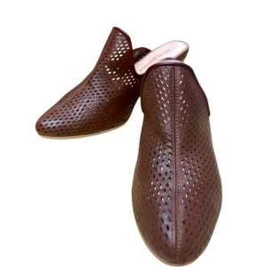 Kelsi Dagger Brooklyn Mule deep brown leather pinhole with heel size7 NWOB