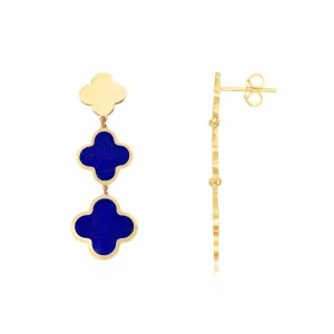 Lapis Graduating Clover Dangle Earrings