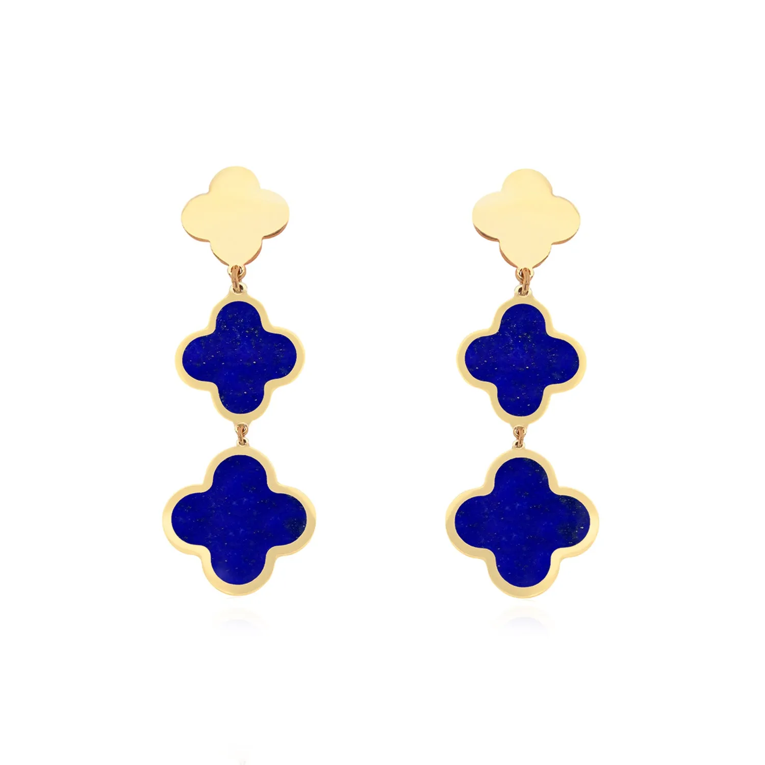 Lapis Graduating Clover Dangle Earrings