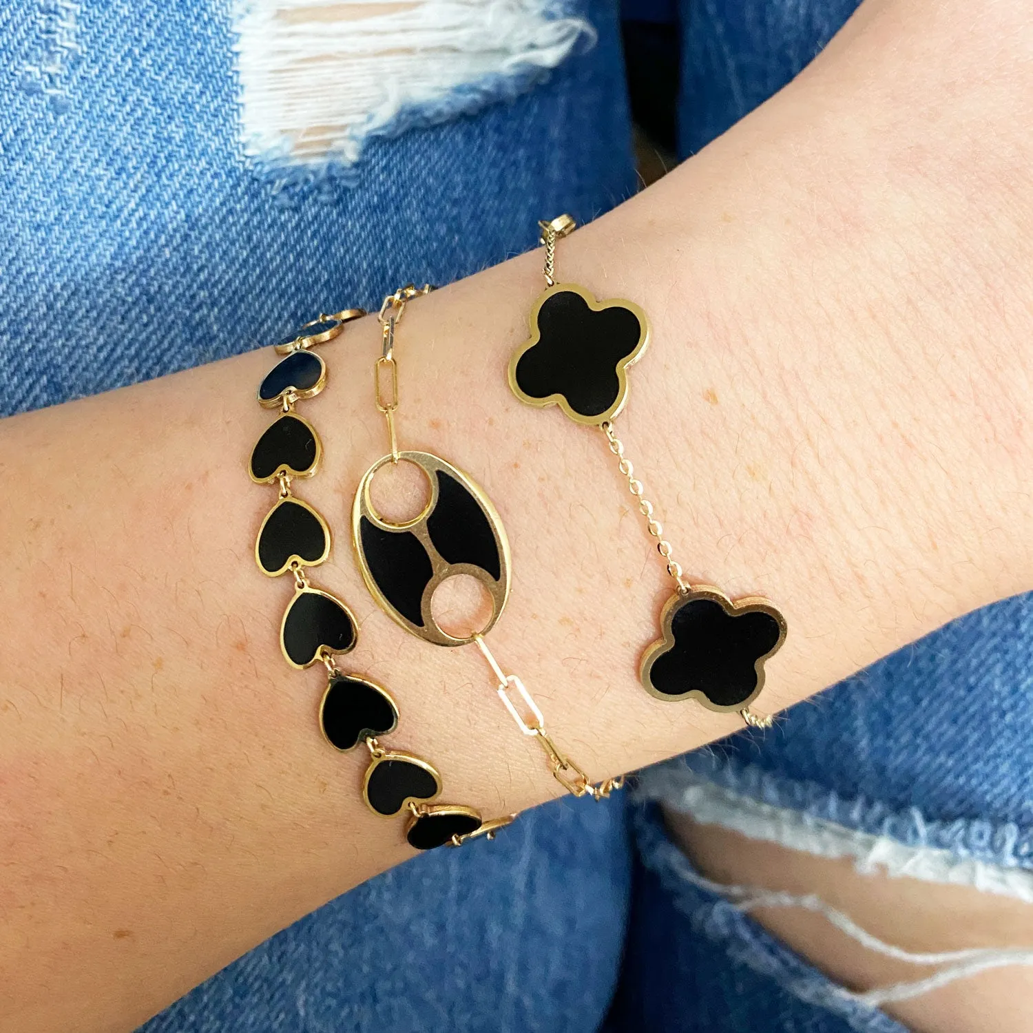 Large Onyx Clover Bracelet