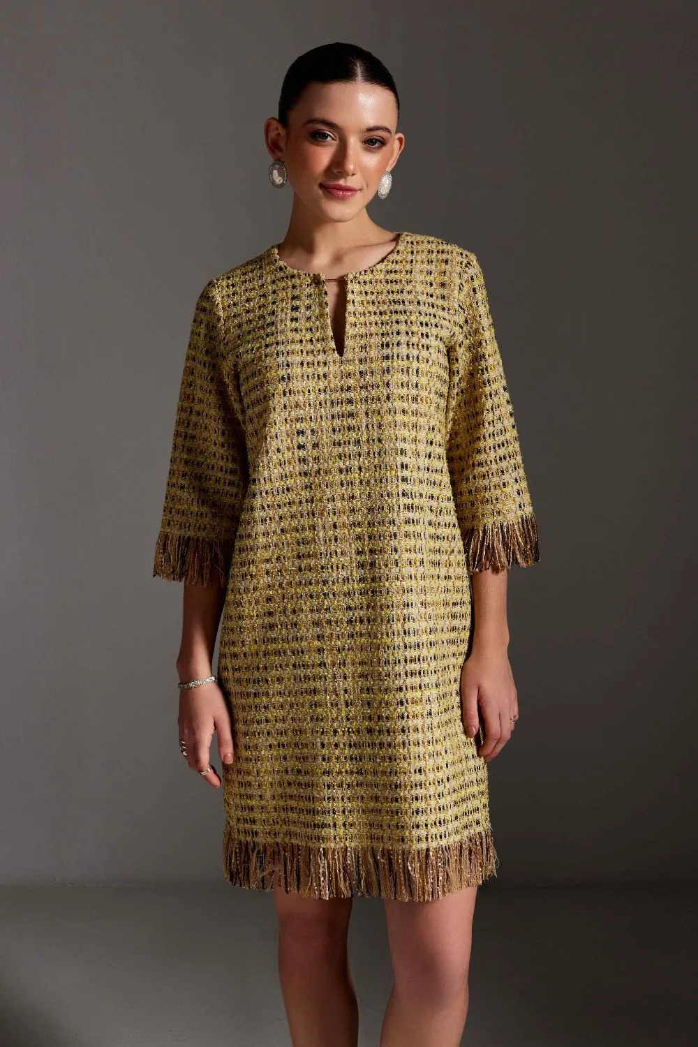 Lemon Zest Tweed Dress