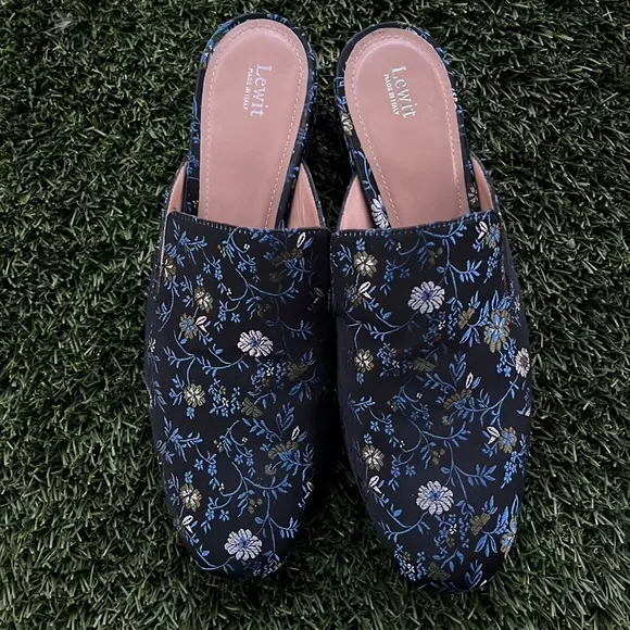 Lewit Bianca Embroidered Loafer Mule