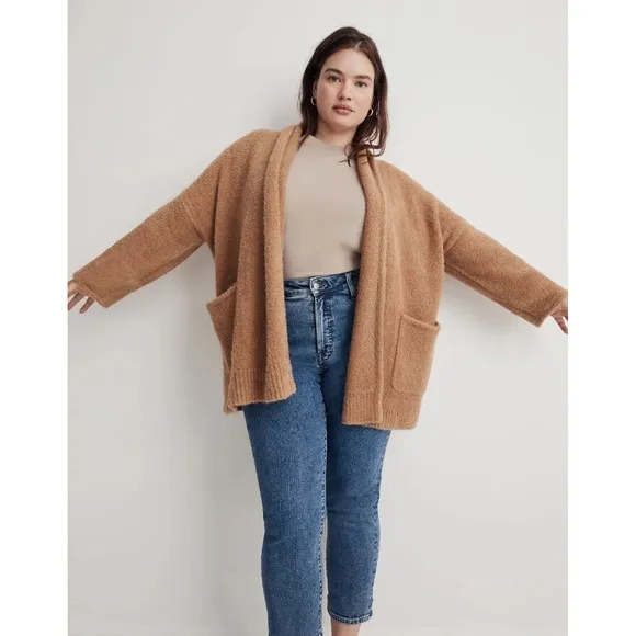 Madewell Plus Gallatin Shawl-Collar Cardigan Sweater-Tan-3X