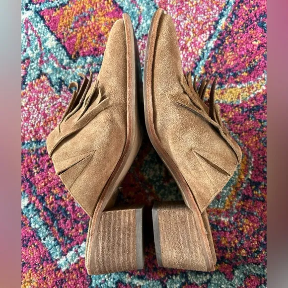 Madewell | Women’s chestnut colored The Dani Fringe Mule, tassel bridge, size 6