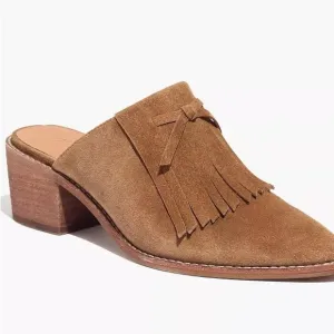 Madewell | Women’s chestnut colored The Dani Fringe Mule, tassel bridge, size 6