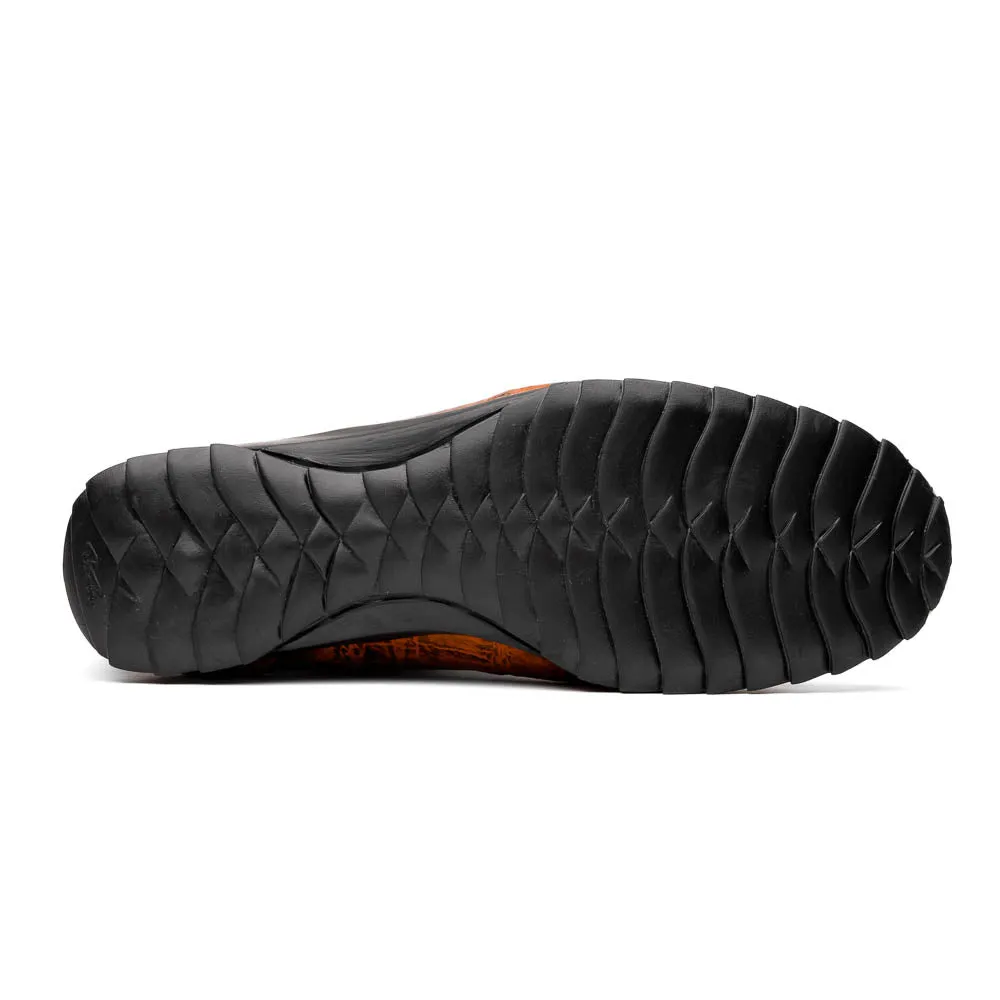 Marco Di Milano Saulo Brandy/Brown Exotic Ostrich and Alligator Casual Sneakers