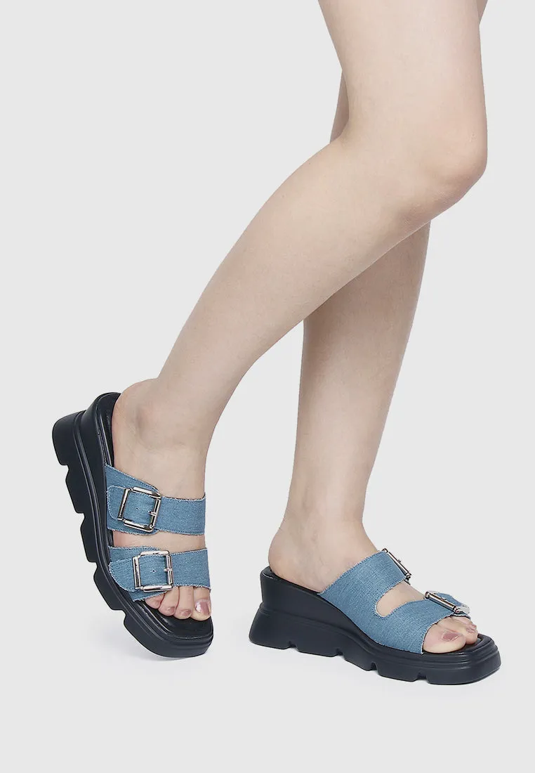 Marina Flatform Sandals (Steel Blue)