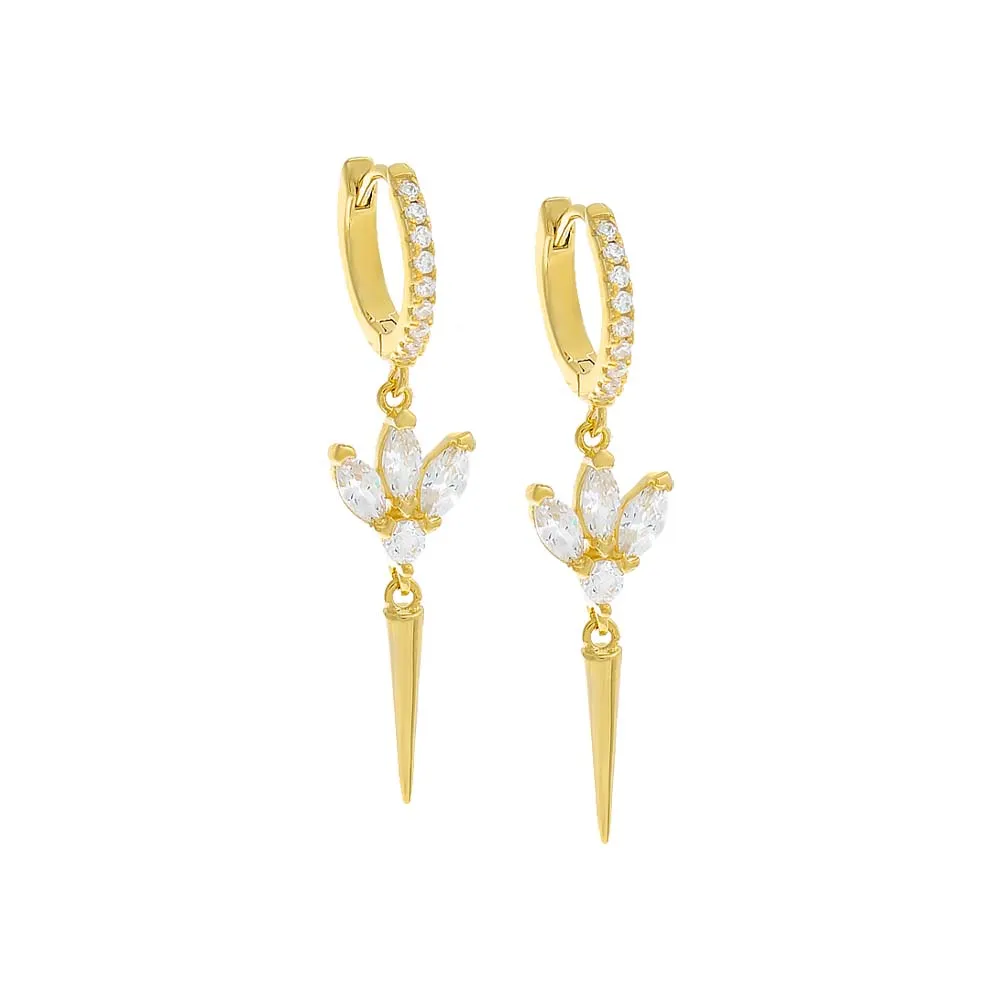 Marquise Trio Cluster Spike Drop Huggie Earring