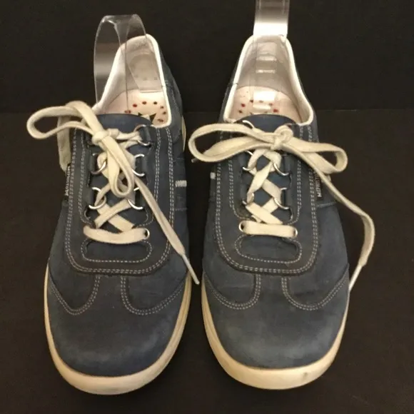 Mephisto Runoff leather sneakers size 7 1/2 laser air jet system blue lace up