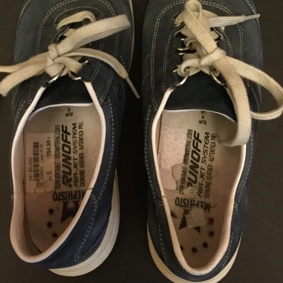 Mephisto Runoff leather sneakers size 7 1/2 laser air jet system blue lace up