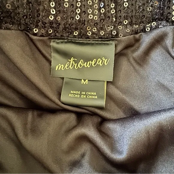 Metrowear Elastic waist black sequins A line midi skirt size M NWT
