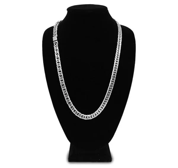 Miami Cuban Link Necklace Bracelet Stainless Steel Set