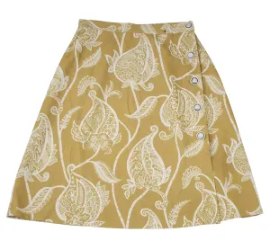 Midi Wide Skirt with Hem Fringes - Side Buttoned