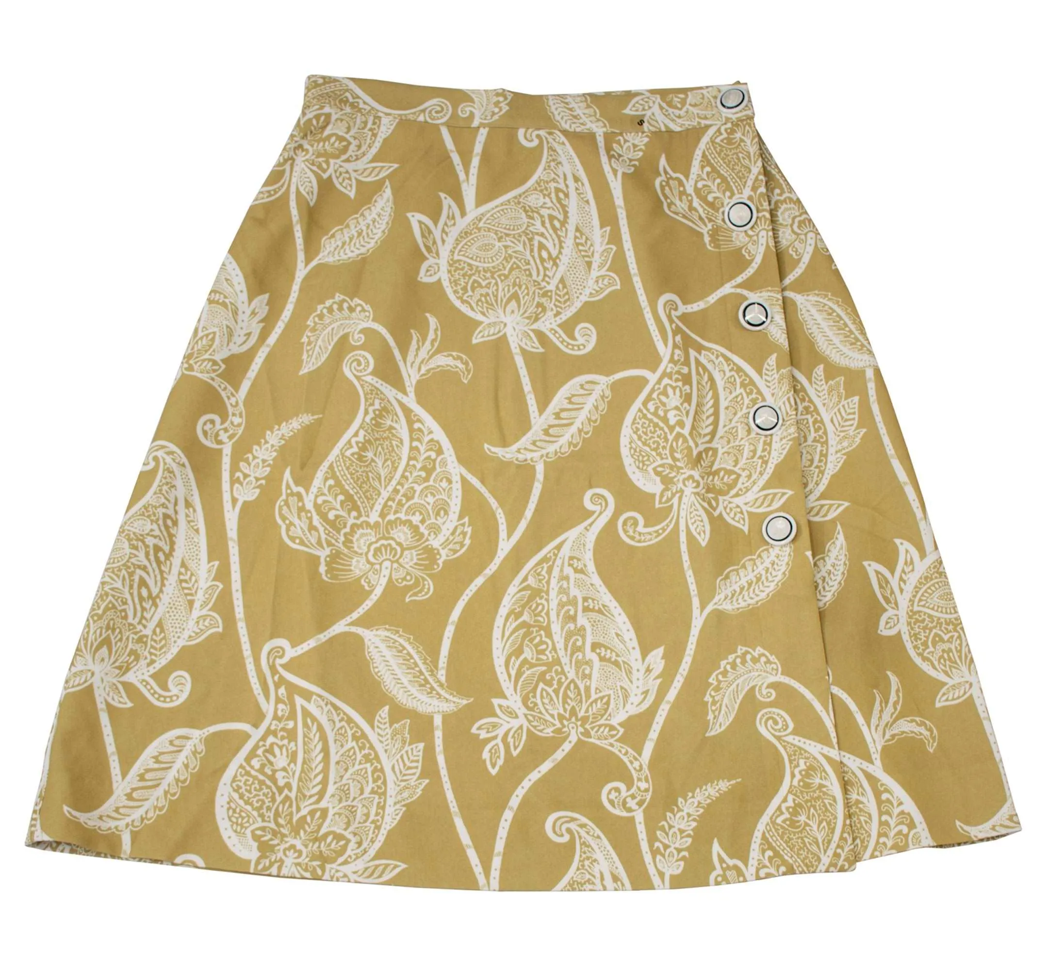 Midi Wide Skirt with Hem Fringes - Side Buttoned