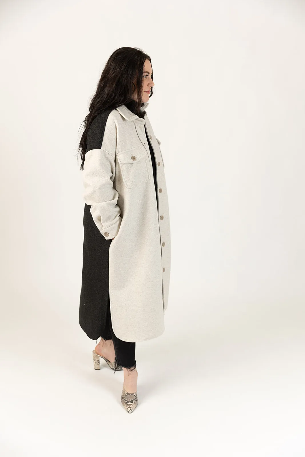 Milana Color Block Midi Coat