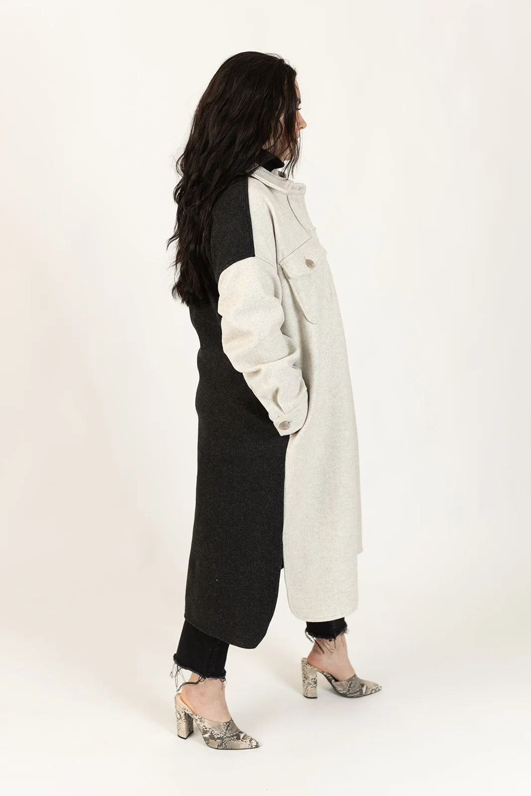 Milana Color Block Midi Coat