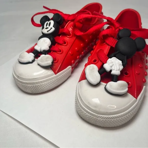 Mini Melissa Polibolha Sneakers Mickey Mouse Bubble PVC Red Toddler Girls 9