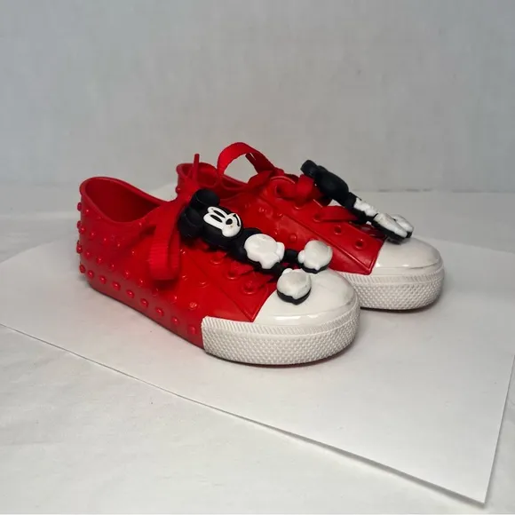 Mini Melissa Polibolha Sneakers Mickey Mouse Bubble PVC Red Toddler Girls 9