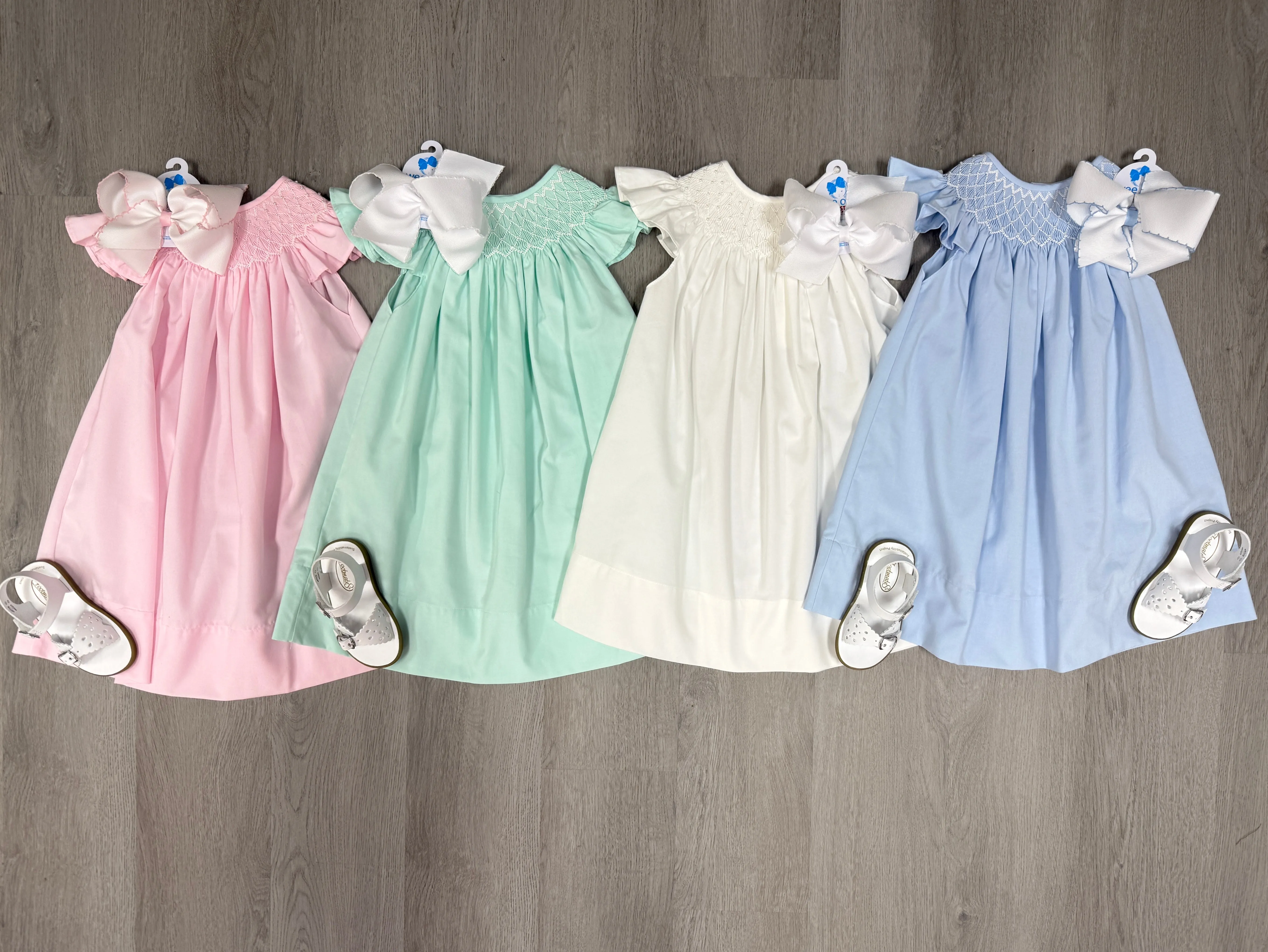 Mint Catherine Pearl Smocked Dress