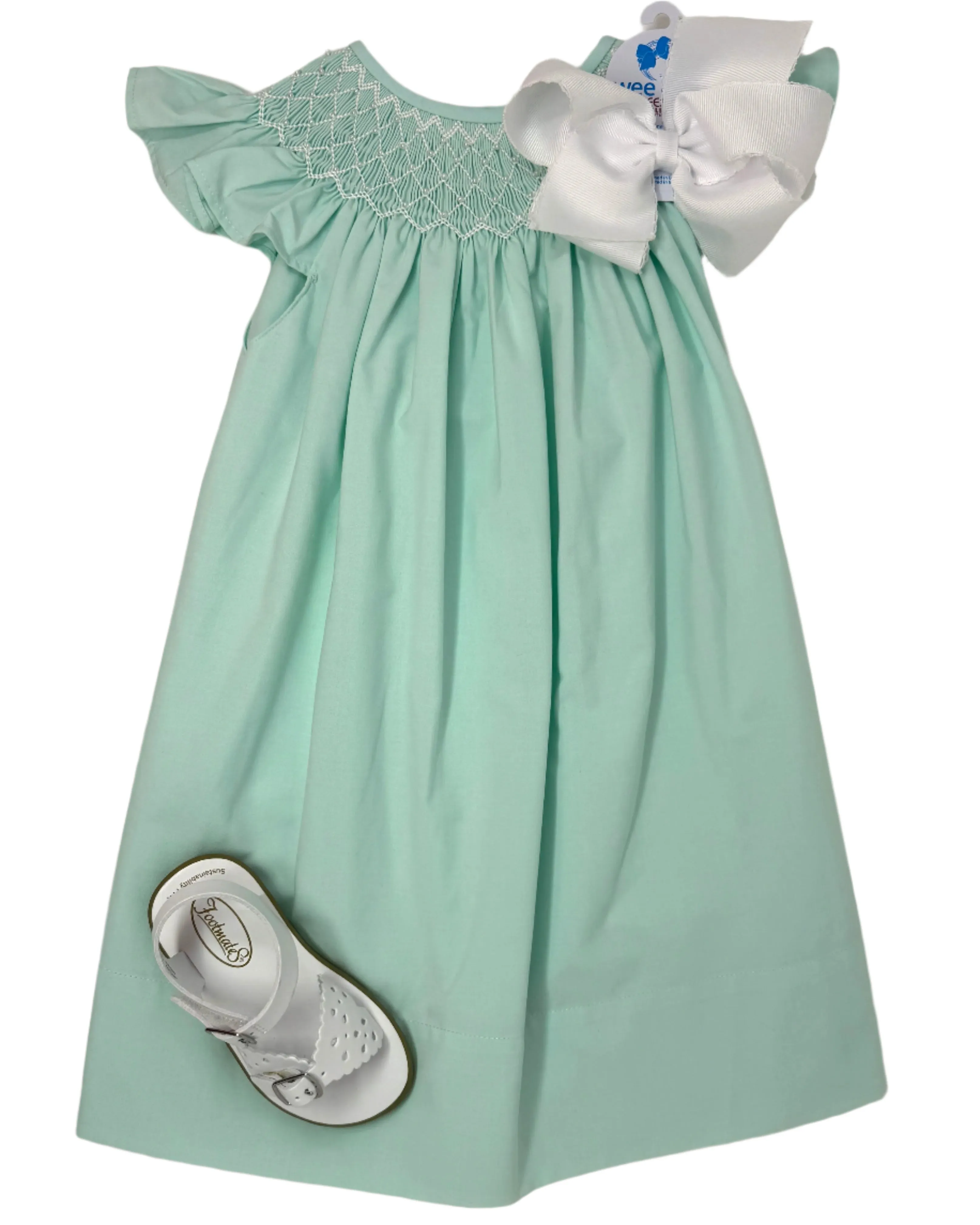 Mint Catherine Pearl Smocked Dress