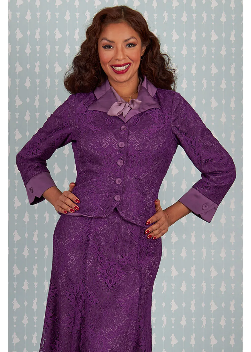 Miss Candyfloss Dessa Violette Lace Reversable 40's Blazer Purple