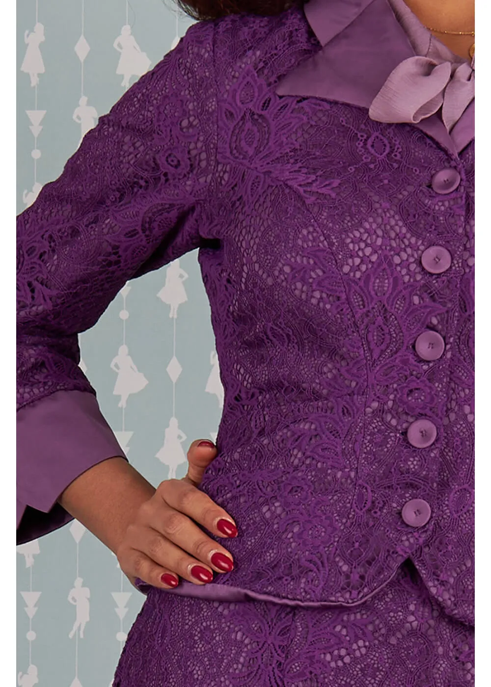 Miss Candyfloss Dessa Violette Lace Reversable 40's Blazer Purple