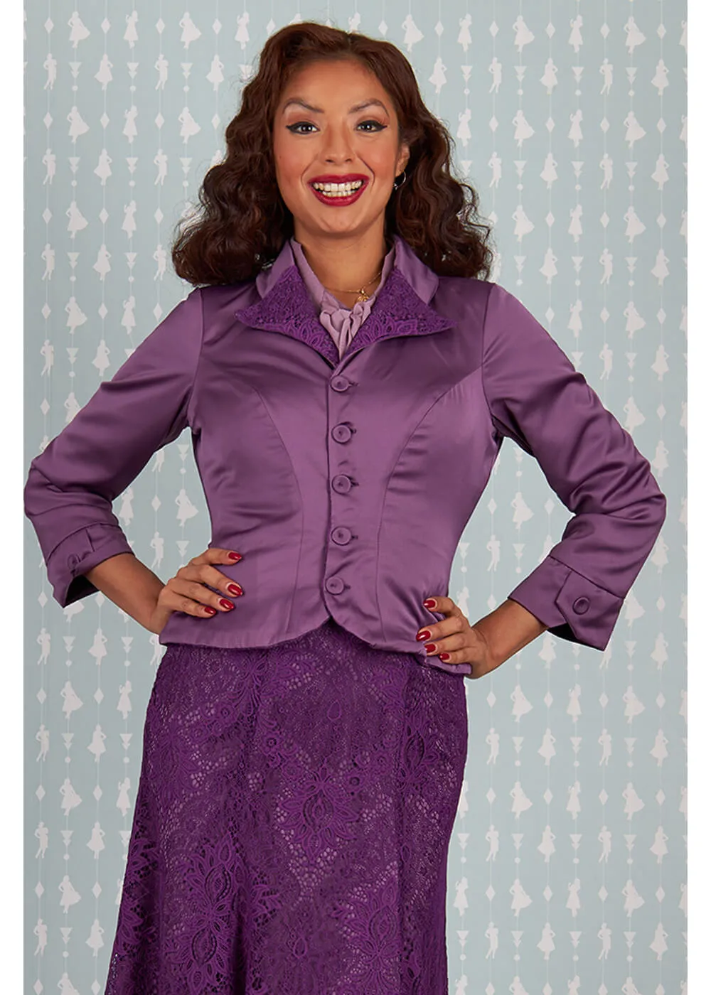 Miss Candyfloss Dessa Violette Lace Reversable 40's Blazer Purple
