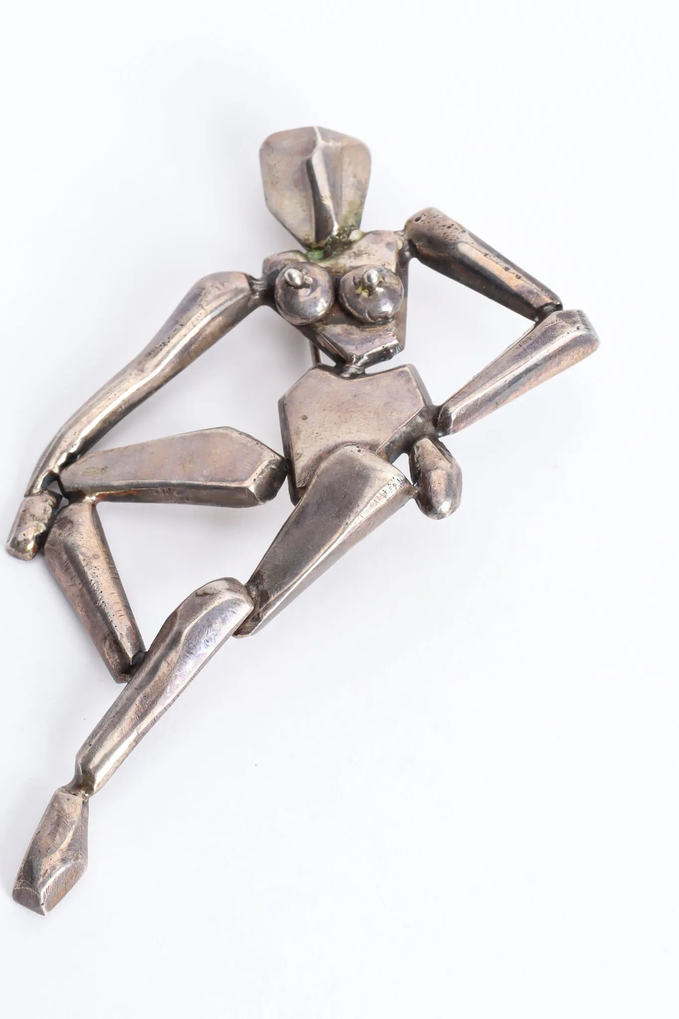 Modernist Silver Sculpted Female Brooch