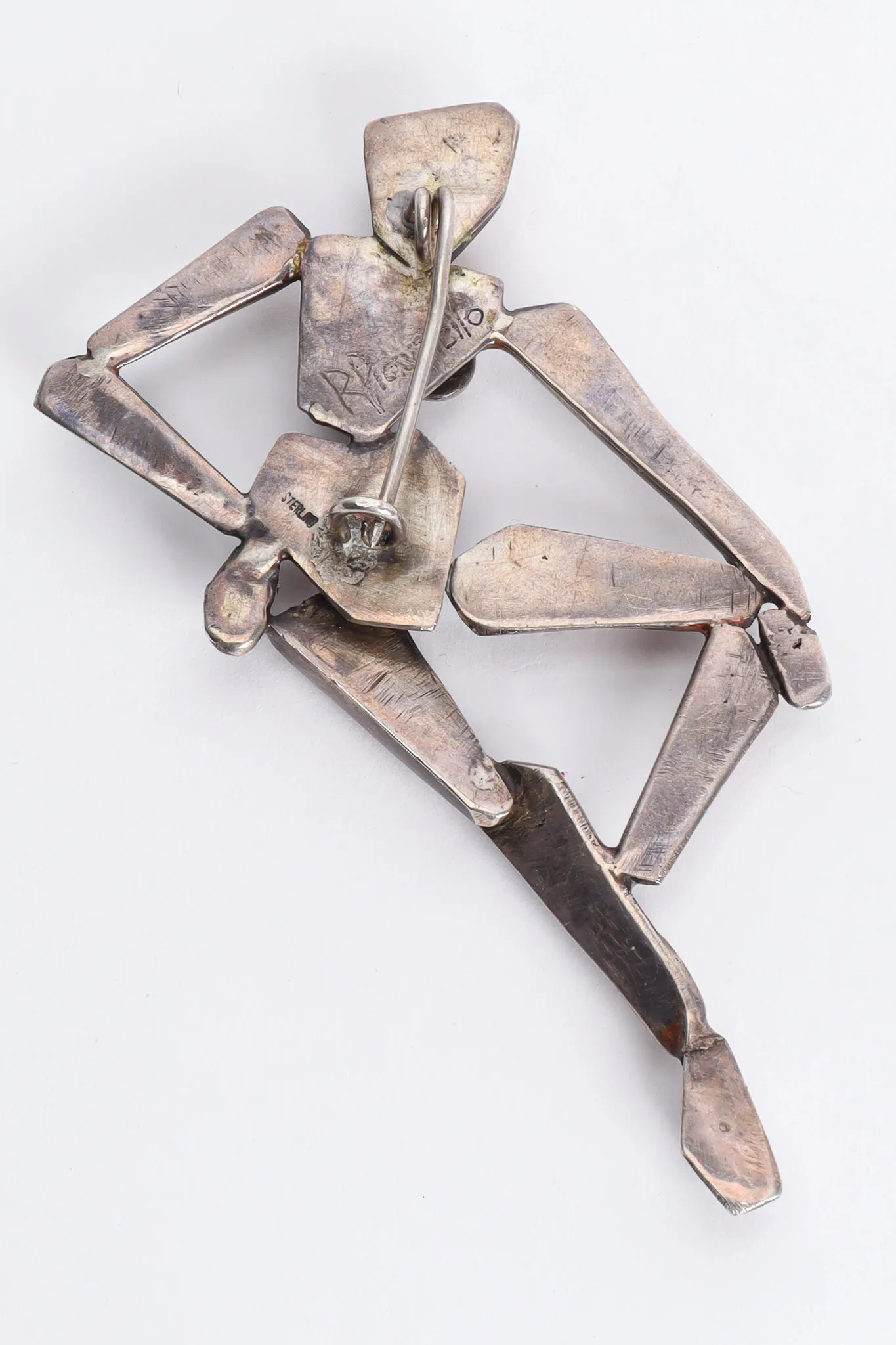 Modernist Silver Sculpted Female Brooch