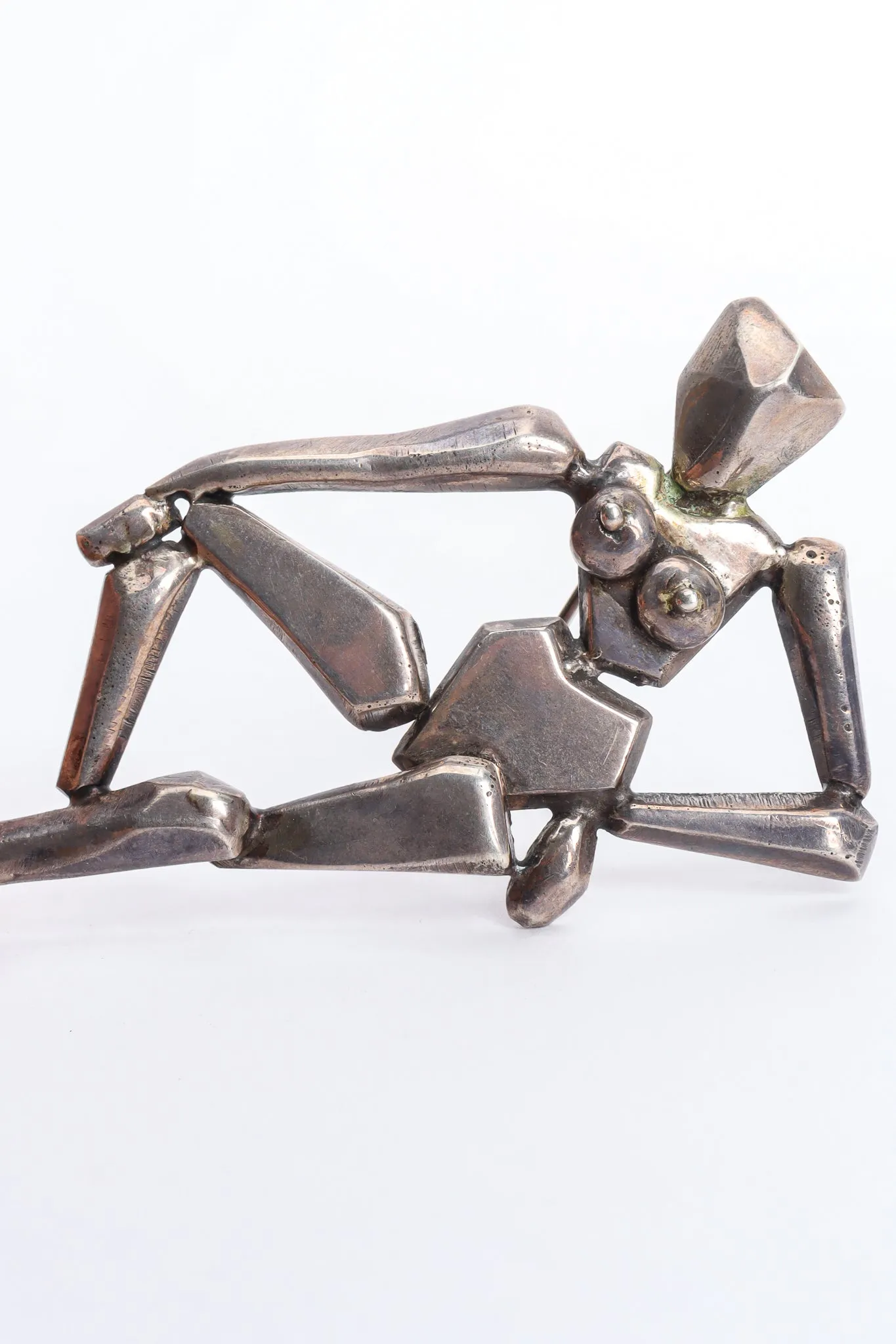 Modernist Silver Sculpted Female Brooch