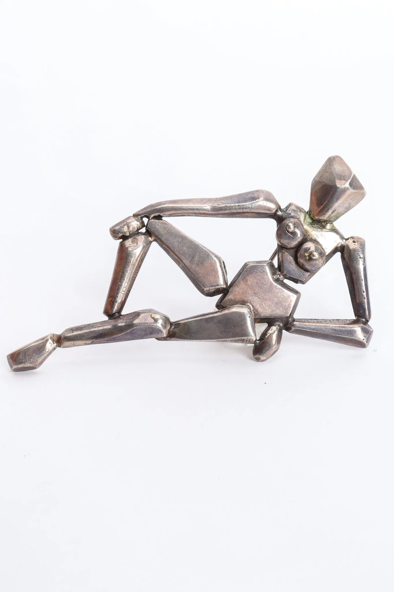 Modernist Silver Sculpted Female Brooch