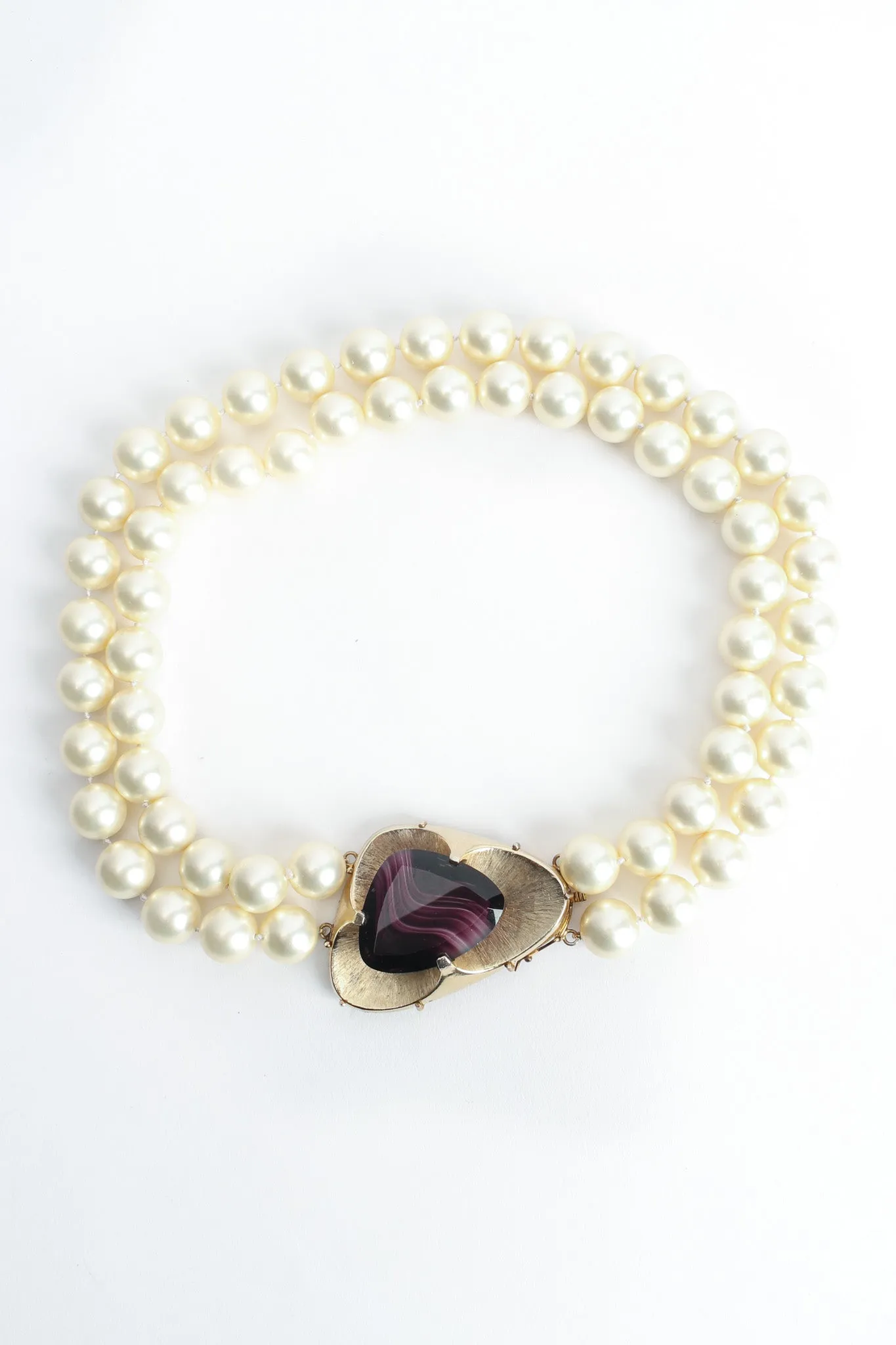 Moiré Stone Pendant Pearl Necklace