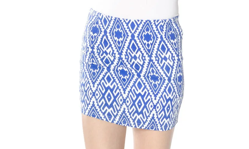 Mosaic Design Blue Miniskirt