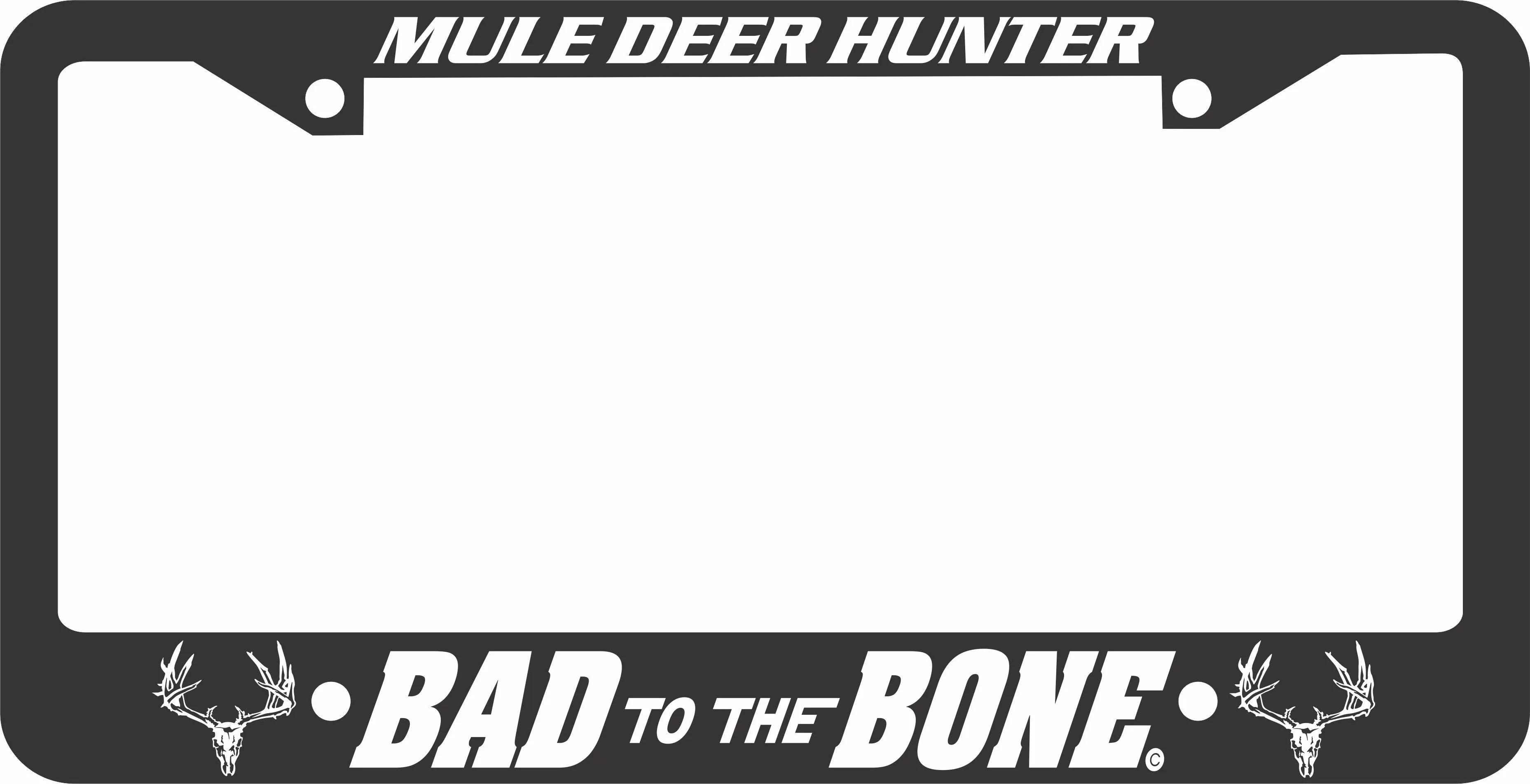MULE DEER LICENSE PLATE FRAME-BAD TO THE BONE