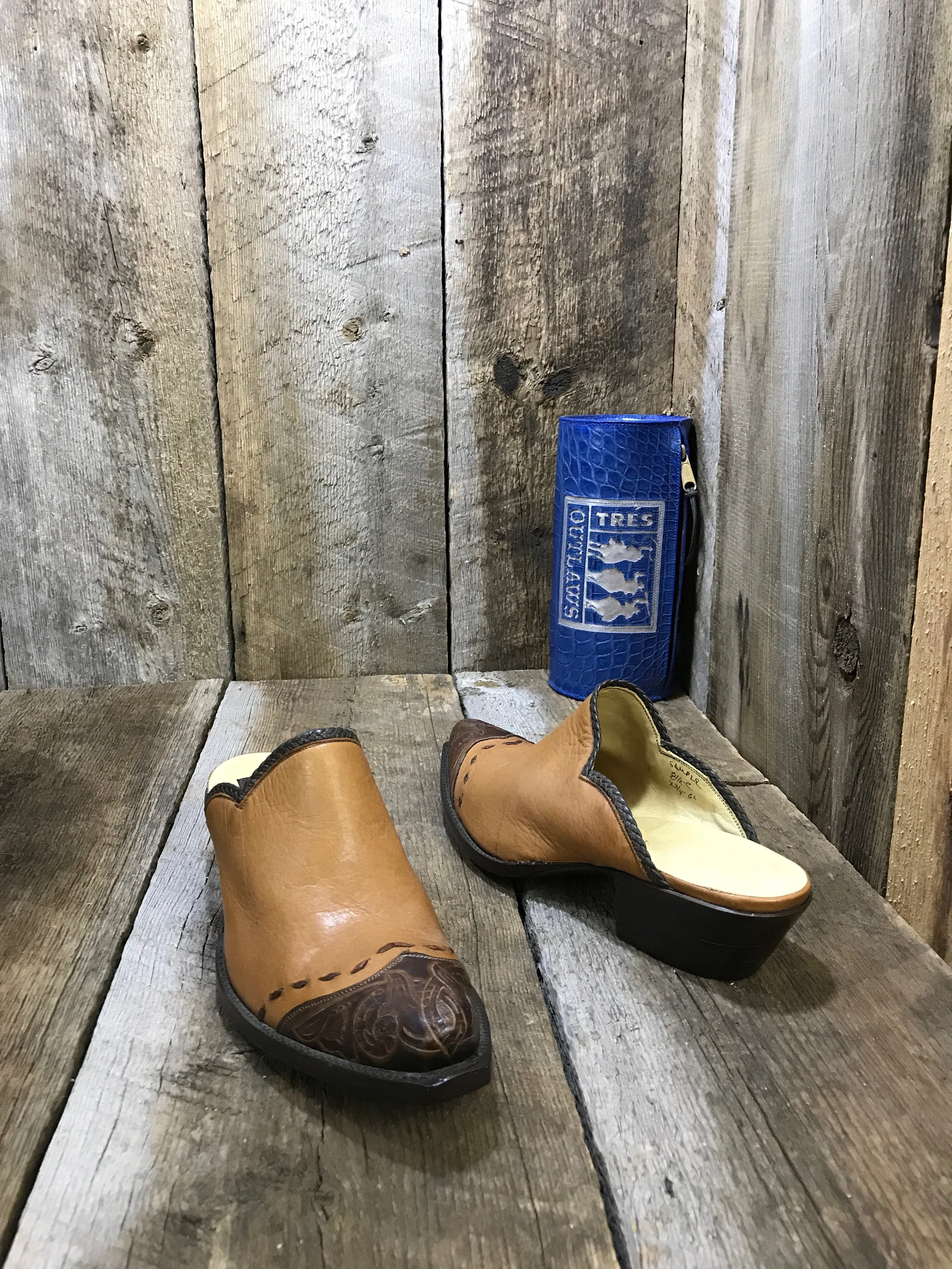 Natural Tan Calf  & Gator Wing Tip  Tres Outlaws Mule 1783*