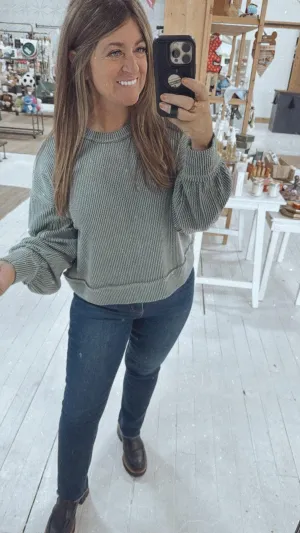 New Fave Ribbed Top in Moss