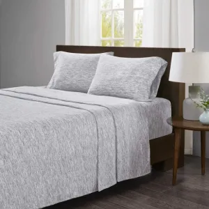 New Gracie Mills Space Dyed Cotton Jersey Knit Sheet Set Grey Full/Double!