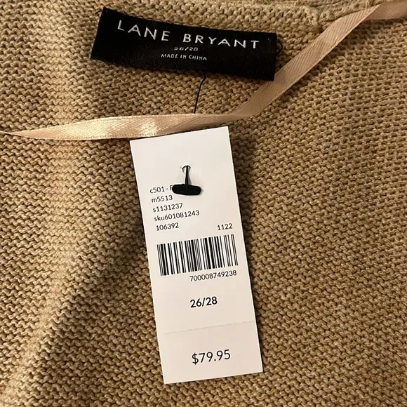 New! Lane Bryant Open Cardigan gold Stars Plus Size 4X 26/28 Beige NWT