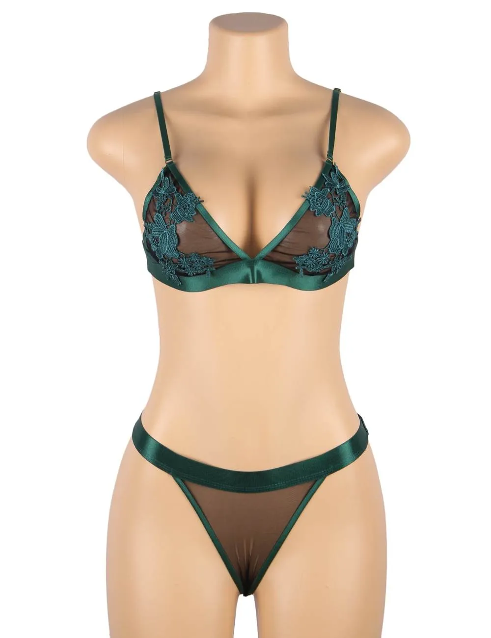 New Plus Size Elegant Embroidery Fashion Bra Set