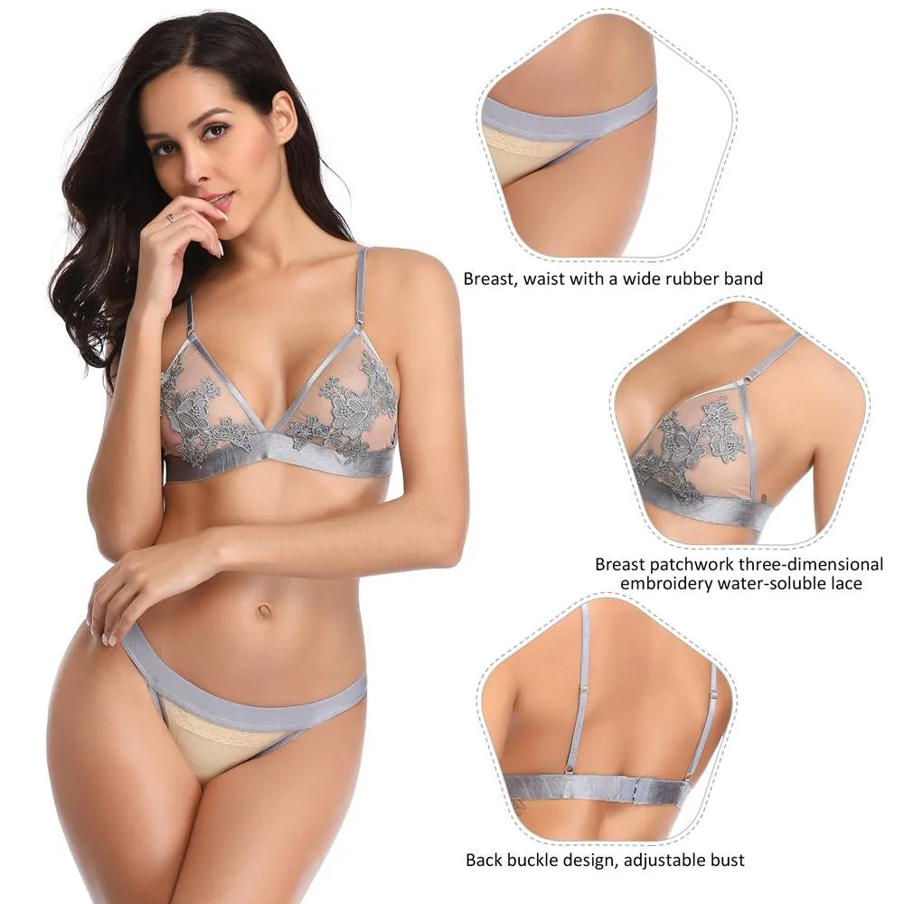 New Plus Size Elegant Embroidery Fashion Bra Set